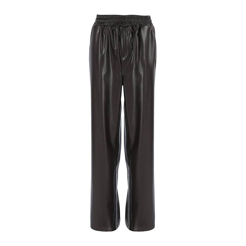 Casual Leather High-waisted Work Formal Trousers Pant women - www.Shopthatapp.com