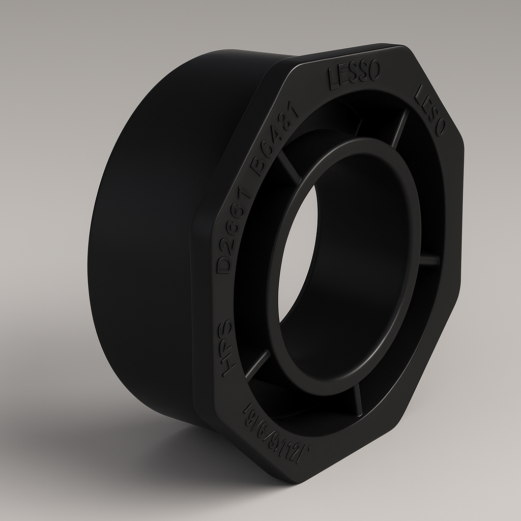 LESSO ABS Flush Bushing — Spigot × Hub DWV | 2″×1-1/2″, 3″×1-1/2″, 3″×2″ | ASTM D2661, CSA B181.1, cUPC - www.Shopthatapp.com