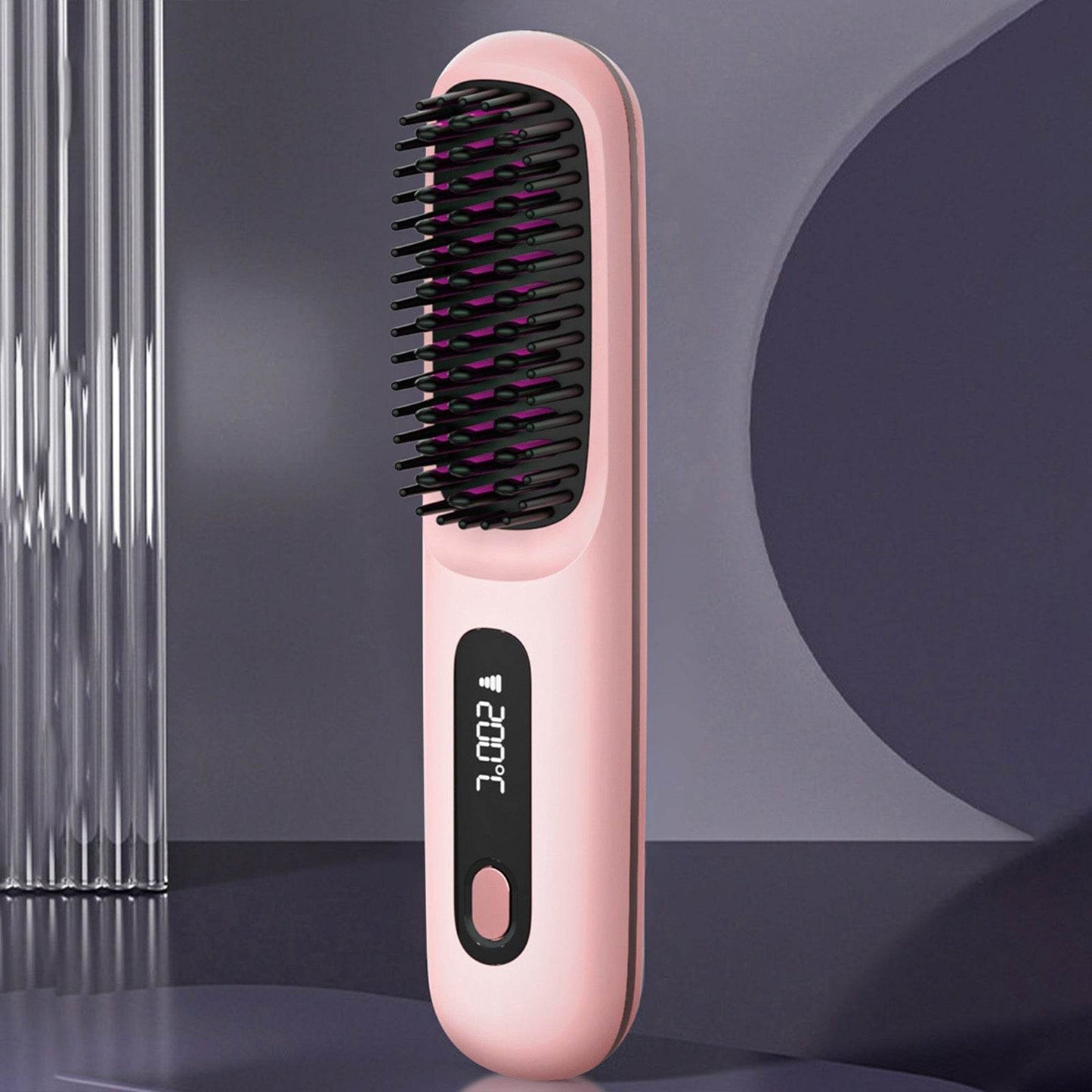 S7 Portable Cordless Hair Straightening Brush With LED Display - Lightweight Mini Negative Ion Hot Brush, USB Rechargeable Women's Travel Essentials Gift, Scald Protection - www.Shopthatapp.com