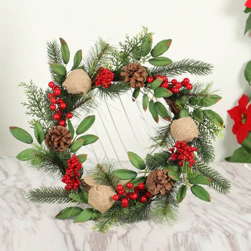 Christmas Wreath Clover Wreath Natural Pine Decorative Christmas Garland with Frost - www.Shopthatapp.com