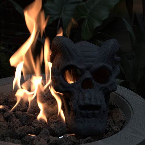 Refractory Materials Fireproof Imitated Human Fire Pit Skulls Gas Log For NG, LP Wood Fireplace, Firepit, Campfire, Halloween Decor, BBQ - www.Shopthatapp.com