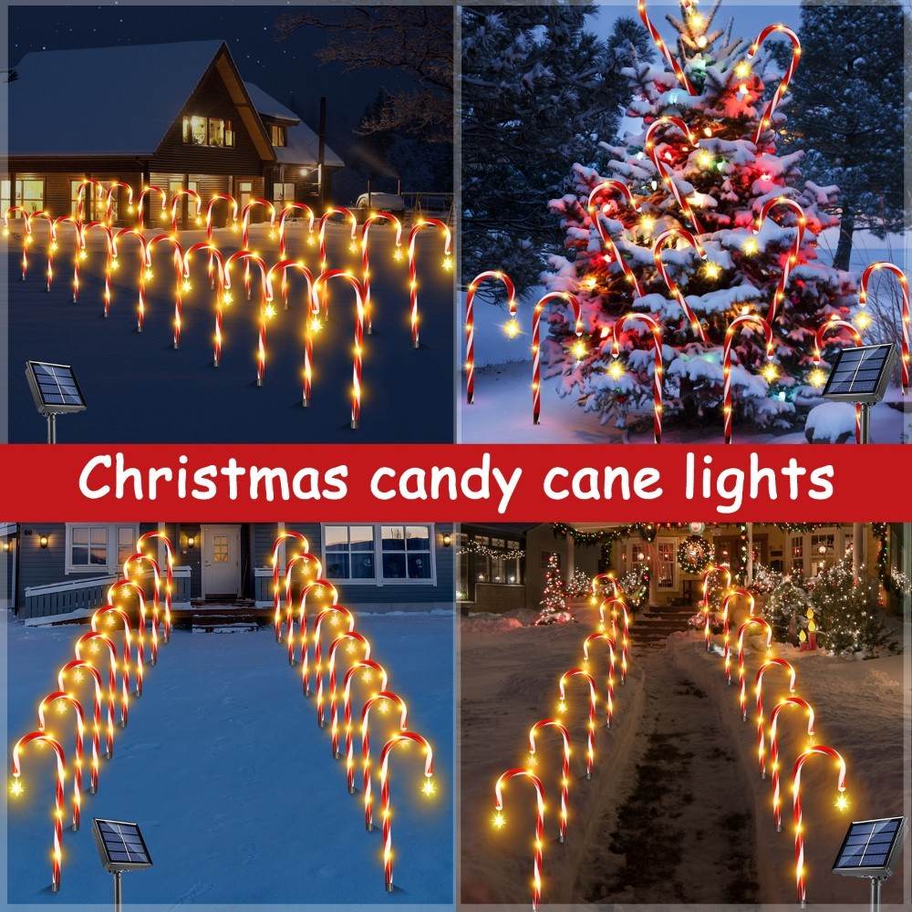 Christmas Solar Candy Cane Lamp Set Of 8 - www.Shopthatapp.com