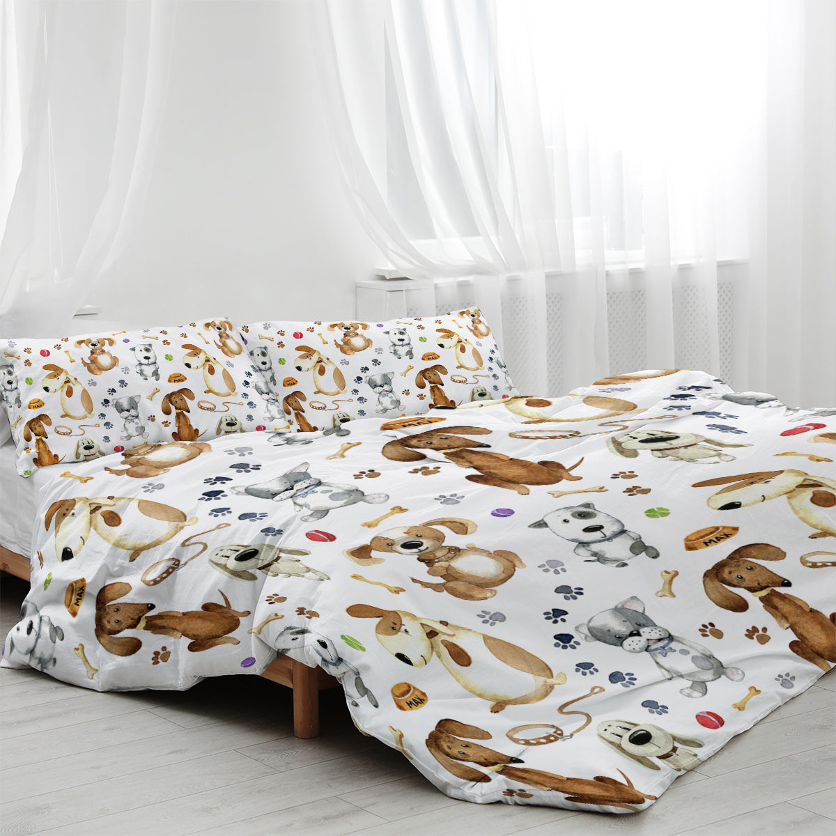 Kids' Duvet Cover Sets Animals Pastel Duvet Covers Cartoon Dogs Paws Pattern Bed Sets 3 Pieces 1 Duvet Cover And 2 Pillow Cases Cute Puppy Dogs Bedding For Kids - www.Shopthatapp.com