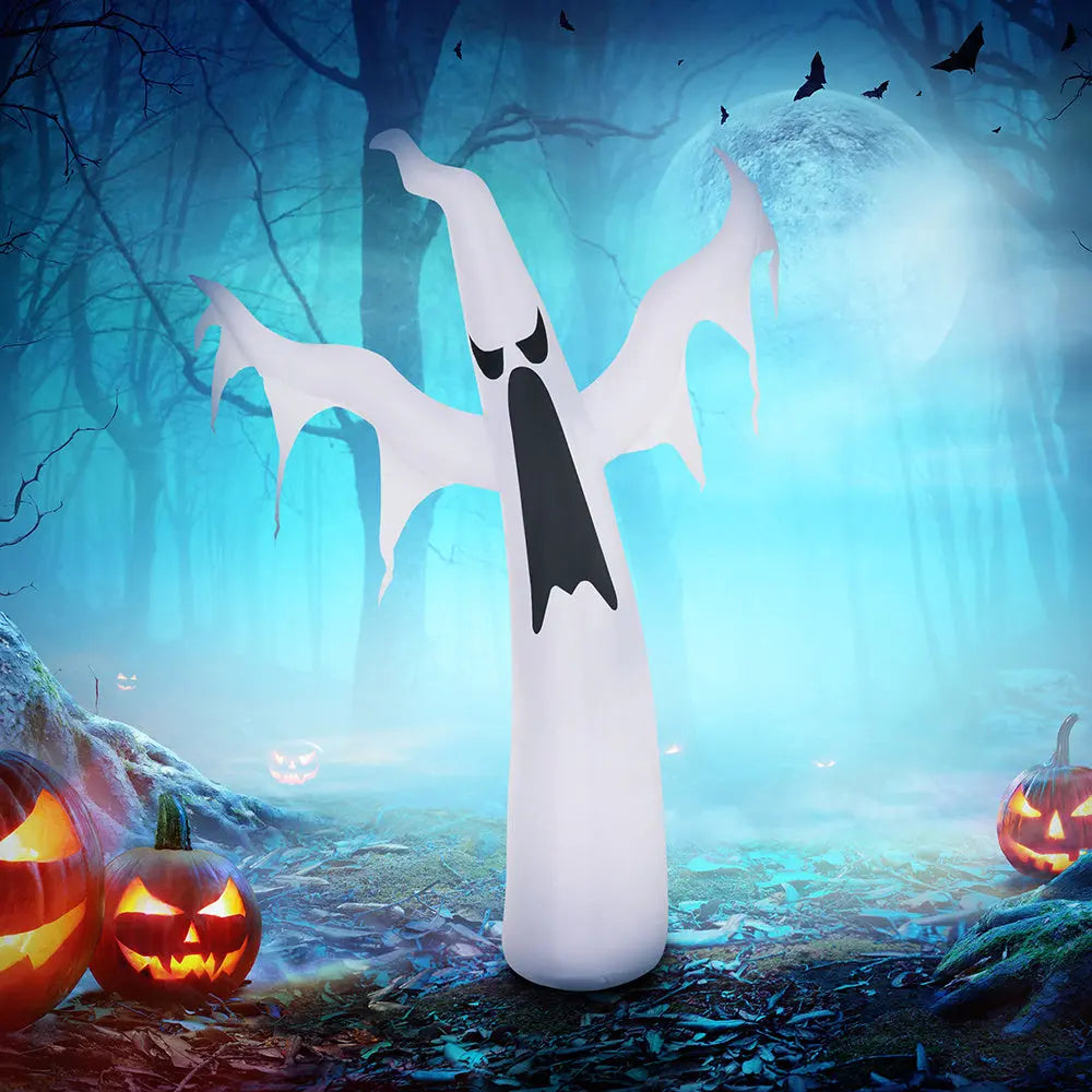 6' Tall Halloween Inflatables Outdoor Decorations White Ghost, Light Up Blow Up Yard Decor With LED Light And Fan Indoor Outdoor For Garden, Lawn, Party, Holiday - www.Shopthatapp.com