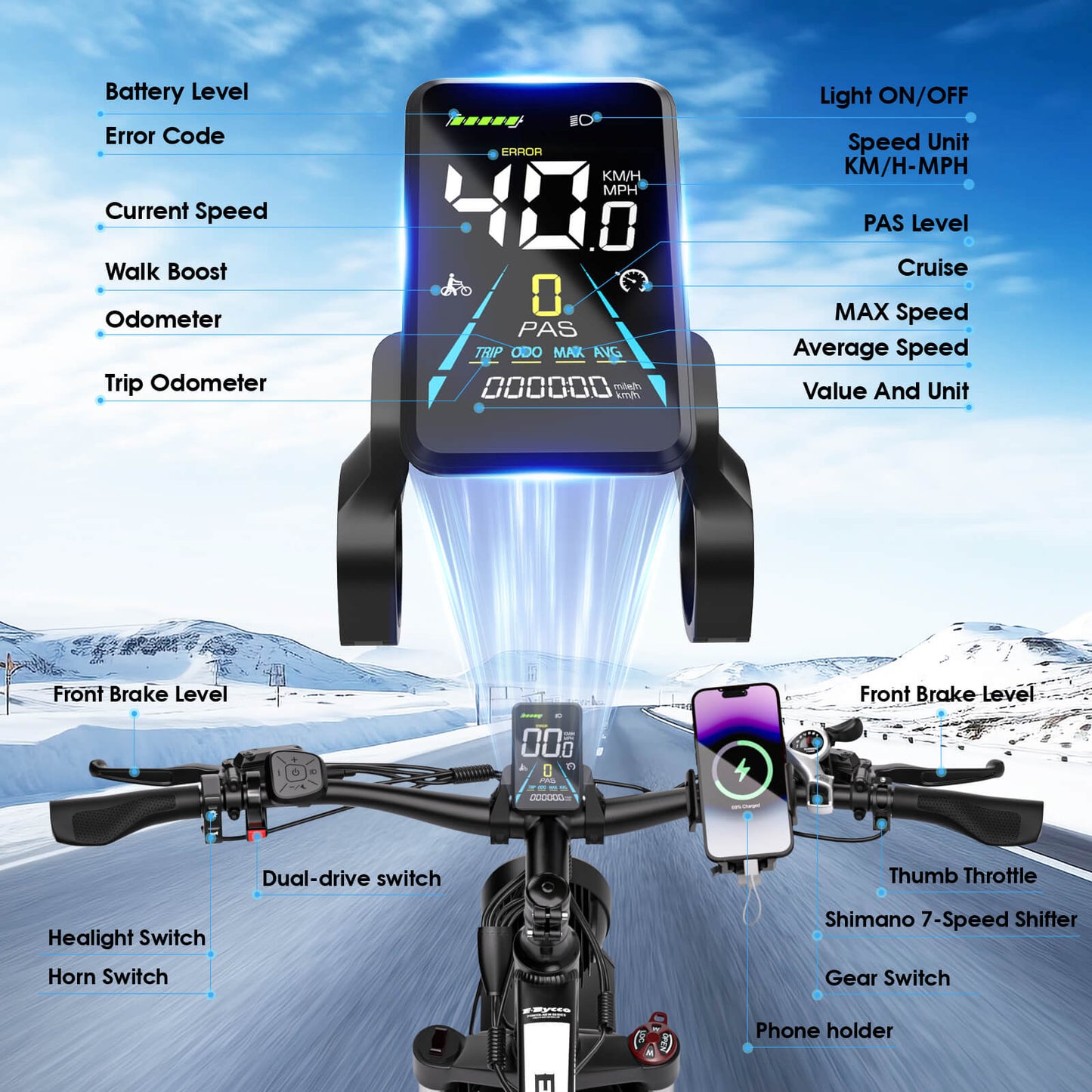 E·BYCCO 24'' EB10 Peak 5000W 52V 32Ah Dual Motors Electric Bike for Women and Men - www.Shopthatapp.com