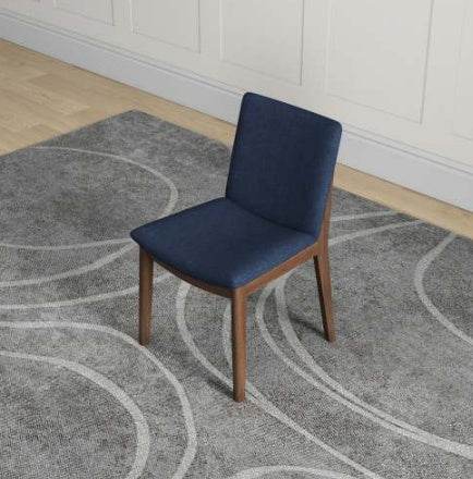 Laura Blue Linen Solid Wood Dining Chair Set Of 2 Mid-Century Modern Style - www.Shopthatapp.com