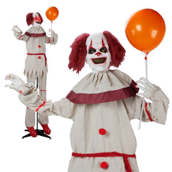 5.7ft Eye Red Light Vibration Clown Sound Voice Control, Standing Balloon Clown, Battery Model - Battery Not Included, Halloween Standing Decoration - www.Shopthatapp.com