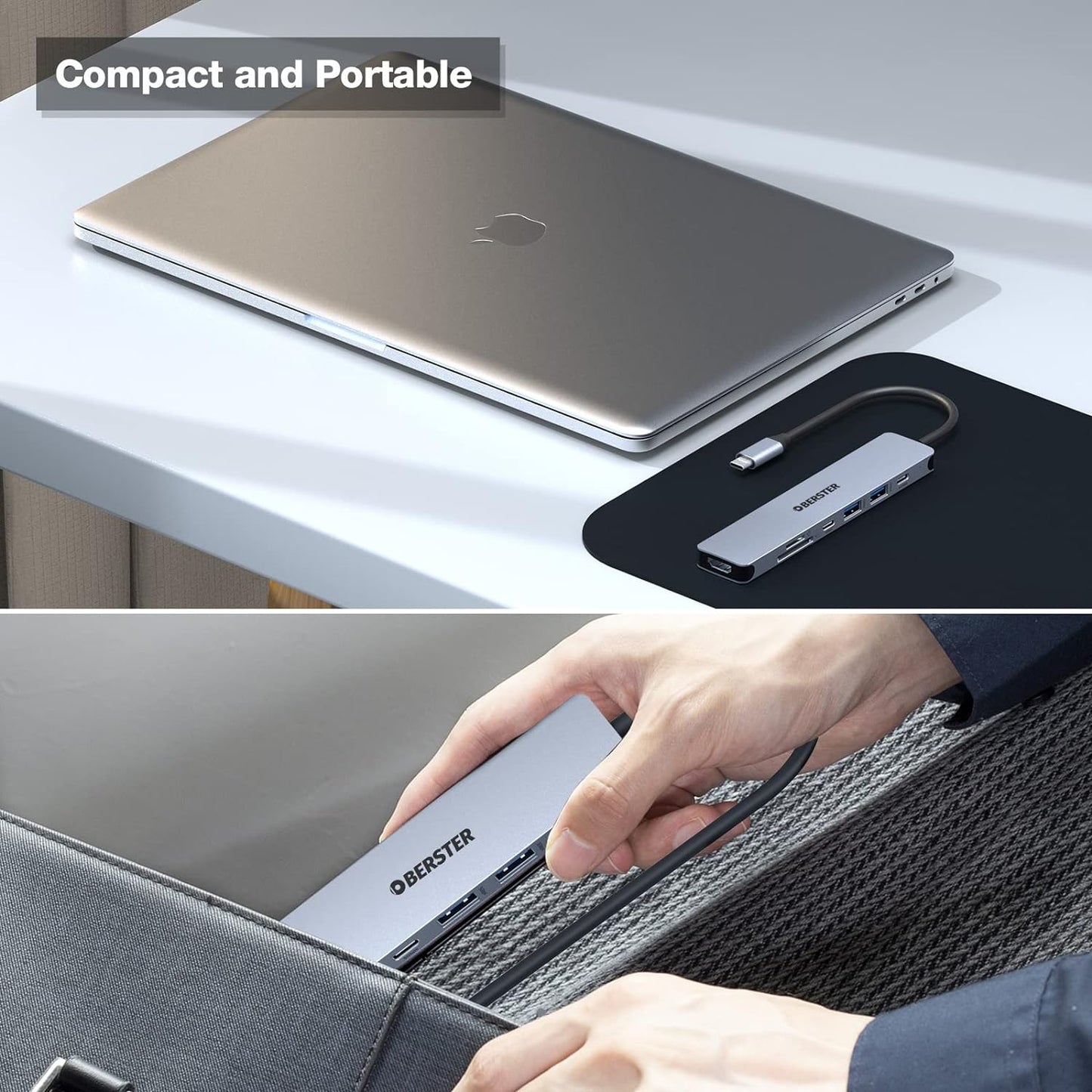 USB C Hub 7 in 1 Multiport USB Dock with 4K HDMI Output USB 3 100W PD SD/TF Card - www.Shopthatapp.com
