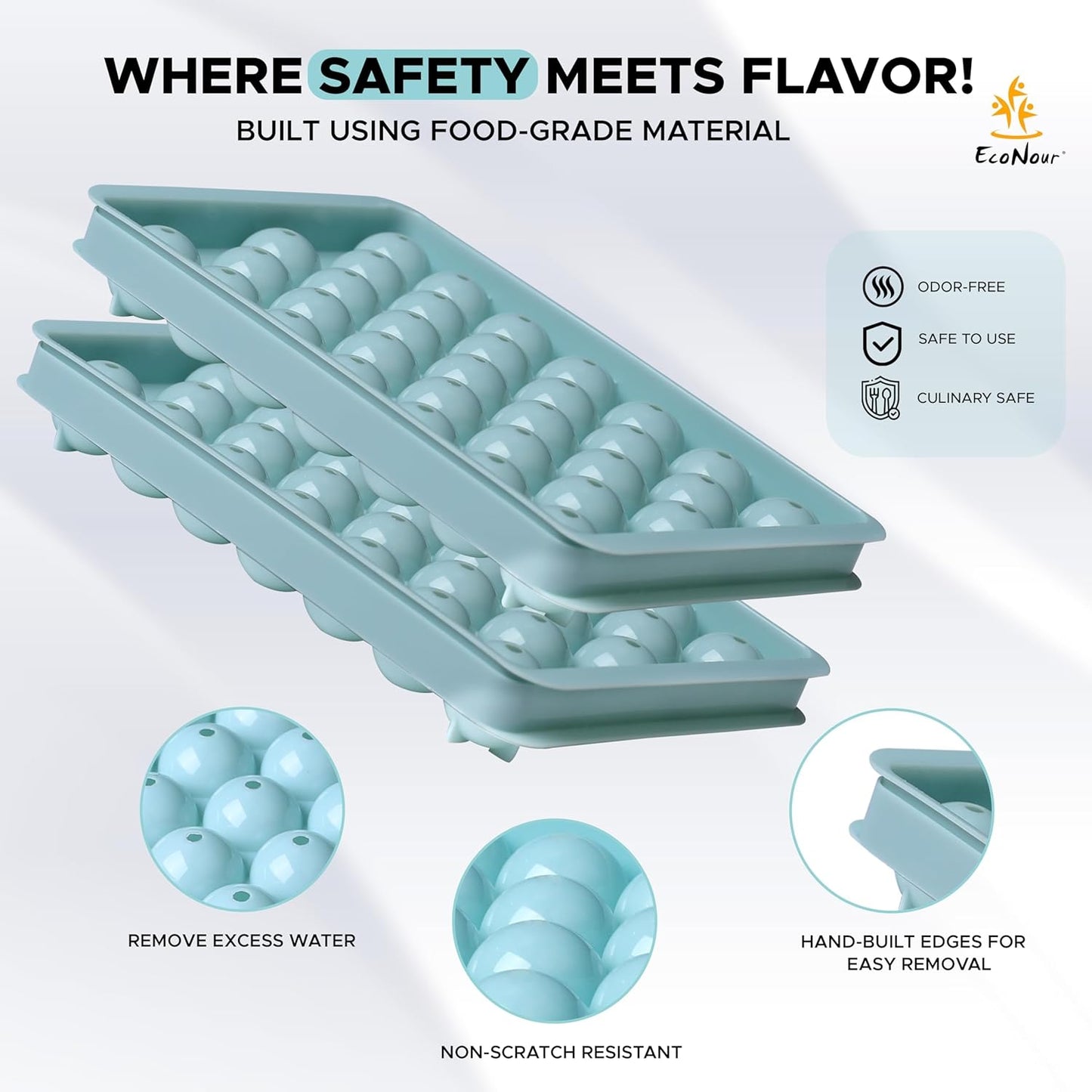 Ice Cube Trays with Lid and Bin Makes 66 Ice Ball Trays with Ice Scoop and Tongs - www.Shopthatapp.com