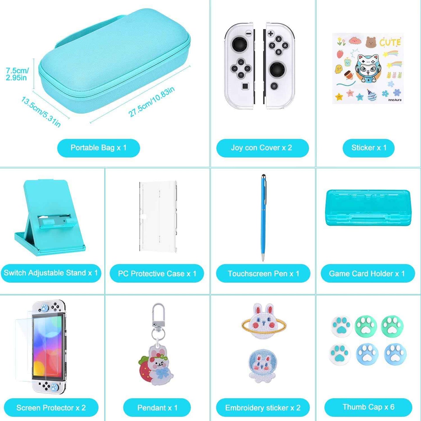 Étui de transport Nintendo Switch OLED 19 en 1 avec de nombreux extras !