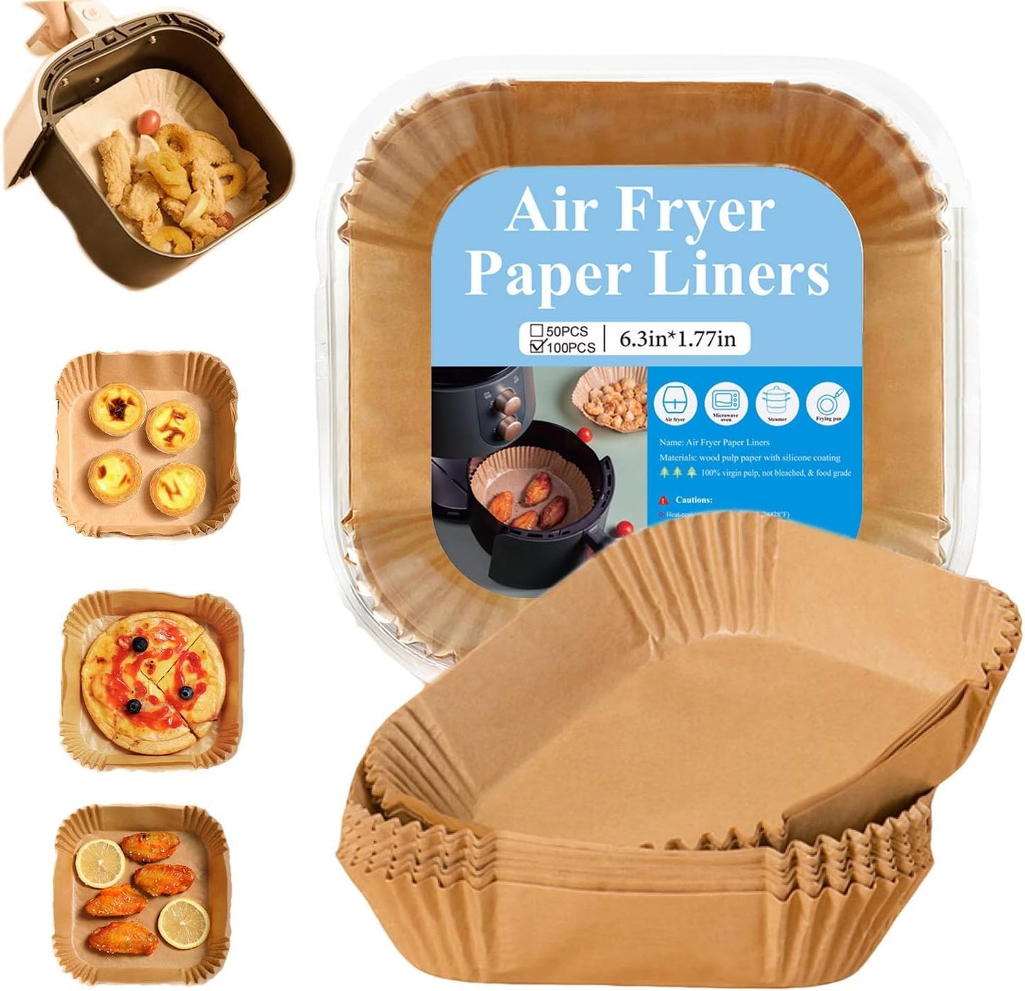 Air Fryer Disposable Paper Liners 100Pcs Greaseproof Food Grade 16cm 6.3 Inches - www.Shopthatapp.com