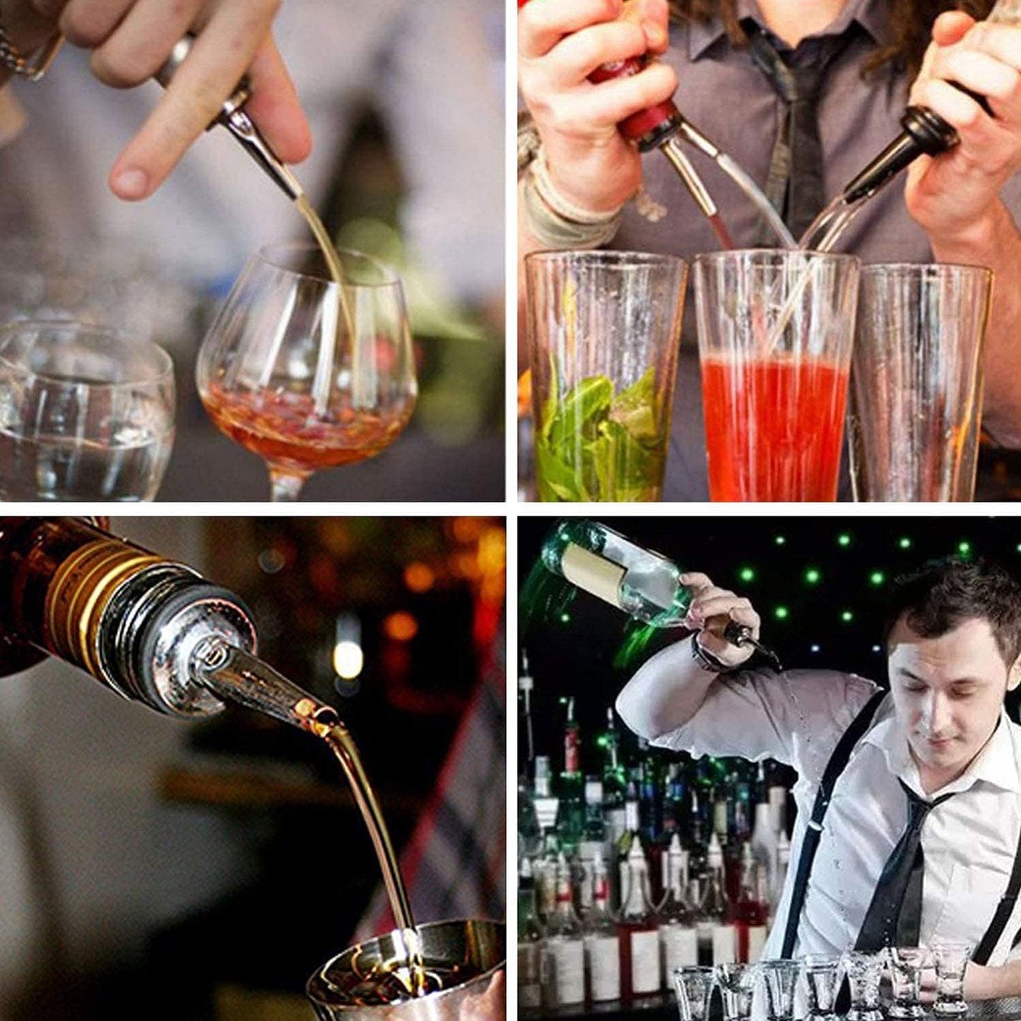 6 verseurs pour bouteilles d'alcool, verseur pour bouteilles d'huile, verseur pour boissons, spiritueux, acier inoxydable