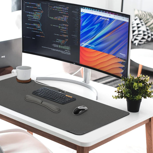 Multifunctional Office Desk Protector Faux Leather, 80cm * 40cm - Truffle Grey - www.Shopthatapp.com