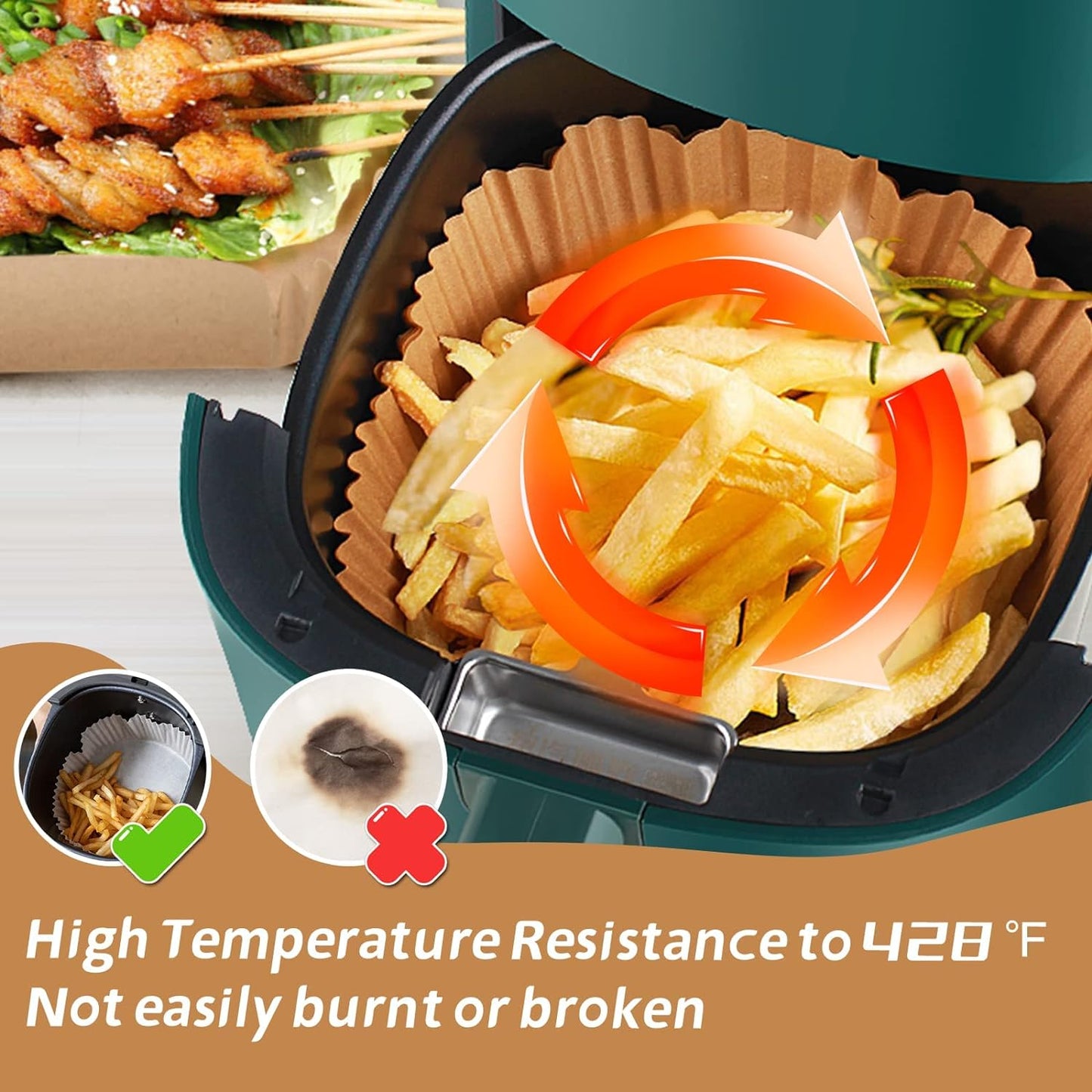 Air Fryer Disposable Paper Liners 100Pcs Greaseproof Food Grade 16cm 6.3 Inches - www.Shopthatapp.com