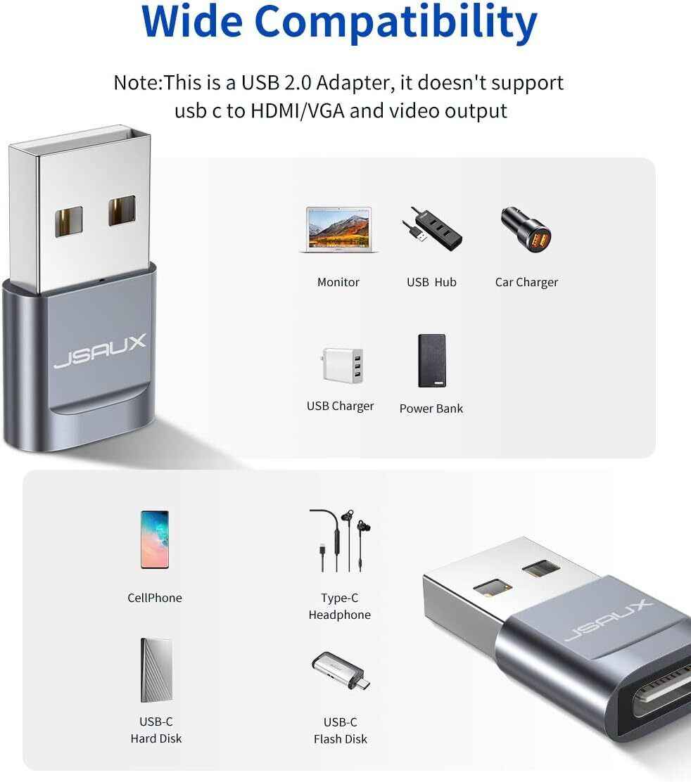 Premium USB Type C Female to USB A Male Adapter Converter Charger - Grey - www.Shopthatapp.com