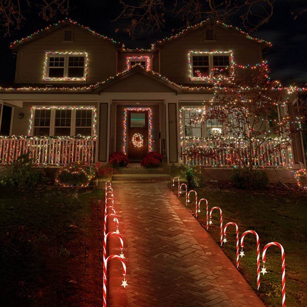 Christmas Solar Candy Cane Lamp Set Of 8 - www.Shopthatapp.com