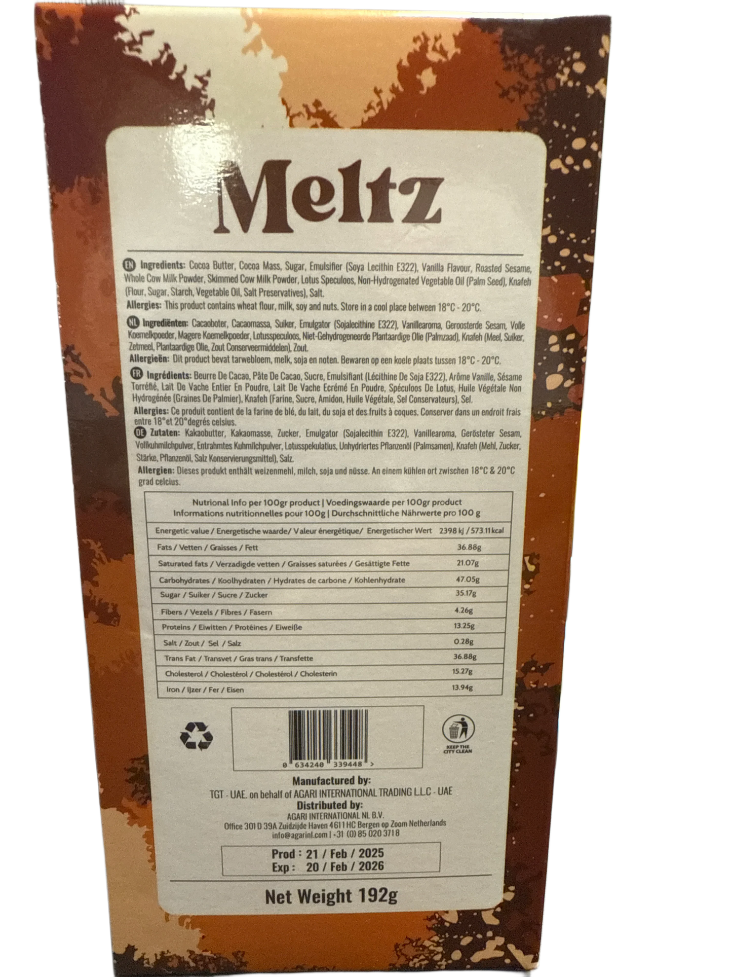 Meltz Dubai Chocolate Lotus Knafeh Flavour 192G - Dubai Edition - www.Shopthatapp.com