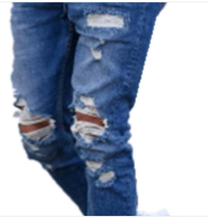 Men Fashion Ripped Hole Denim jeans pant trouser - www.Shopthatapp.com