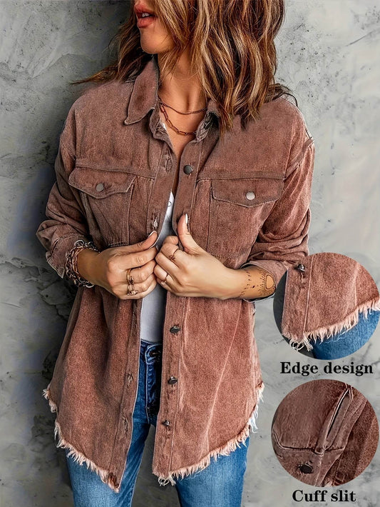 Denim Jacket – Retro Washed Casual Style for Women - www.Shopthatapp.com