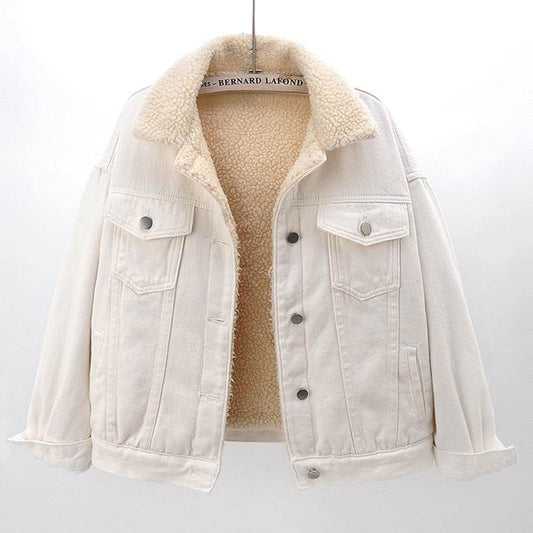 Lamb Wool Thickened Plus Velvet Denim Jacket Women - www.Shopthatapp.com
