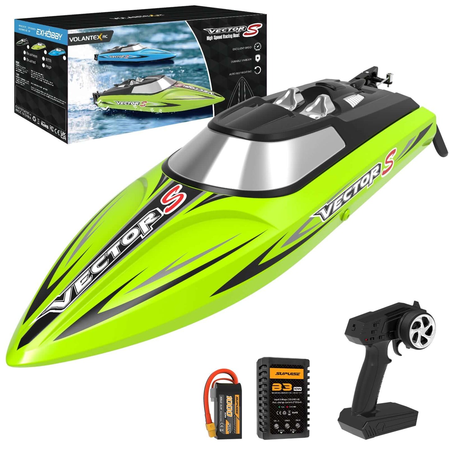 VectorS 30MPH Brushless RC-Boot: Selbstaufrichtendes, schnelles Rennen für Seen