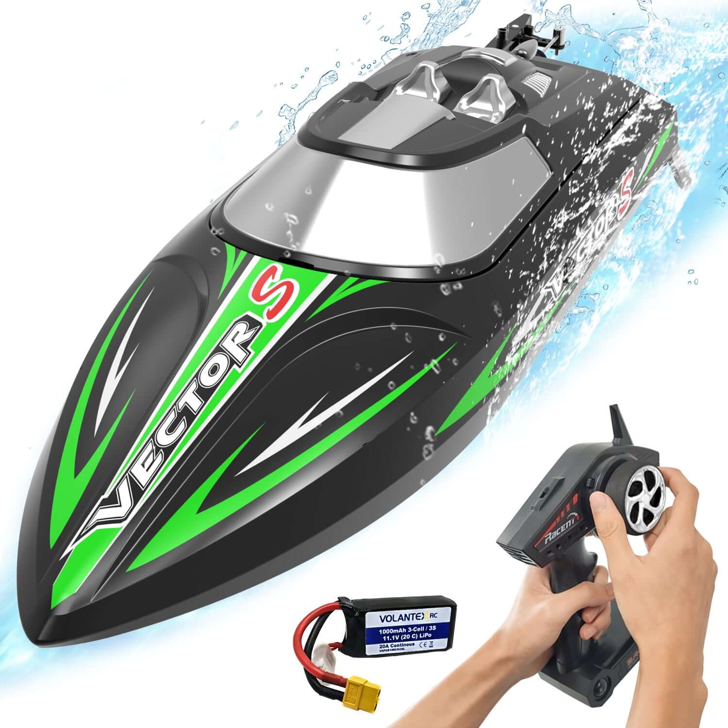 VectorS 30MPH Brushless RC Boat: Self-Righting, Fast Racing for Lakes - www.Shopthatapp.com