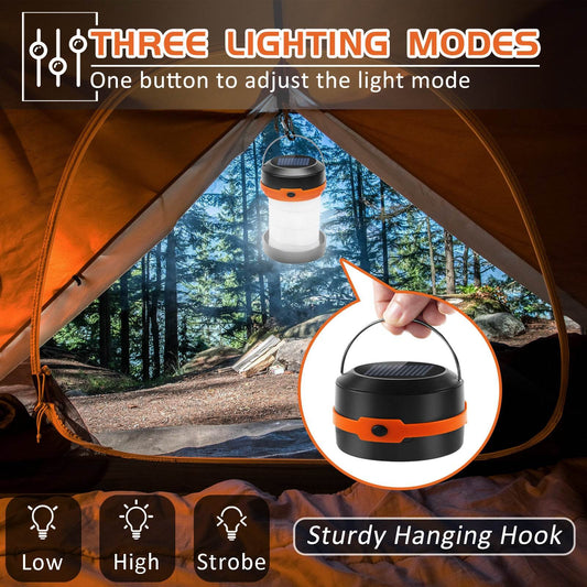 Wanjo Collapsible LED Solar Camping Lights With Free Multifunctional Whistle, Rechargeable Camping Latern, Portable Outdoor Gear For Camping Travel Fishing - www.Shopthatapp.com