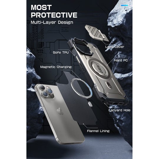 Coque MagSafe Unicorn Beetle MAG XT pour iPhone 15 Pro Max 6,7 pouces - Gris titane
