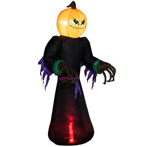HOMCOM 7 Halloween Inflatable Outdoor Decoration Reaper Ghost Pumpkin, Blow Up LED Yard Decor For Garden, Lawn, Party, Holiday, Waterproo - www.Shopthatapp.com