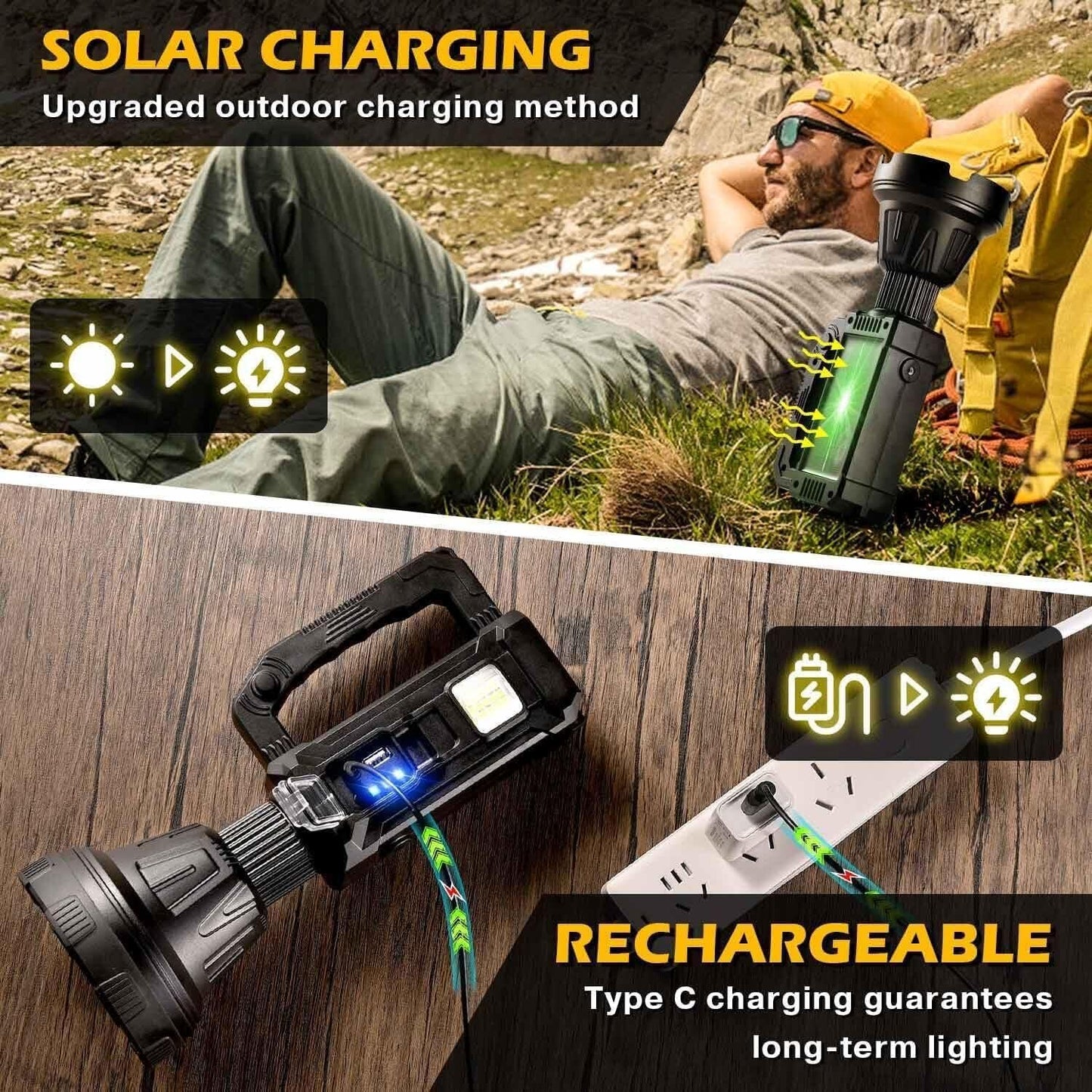 water). Utry Torches Led Super Bright Rechargeable, Long Range Searchlight, 100000 Lumens Led Super Bright Flashlight for Outdoor Emergencies, Camping, Fishing, Hunting and Other Versatile Lighting - www.Shopthatapp.com