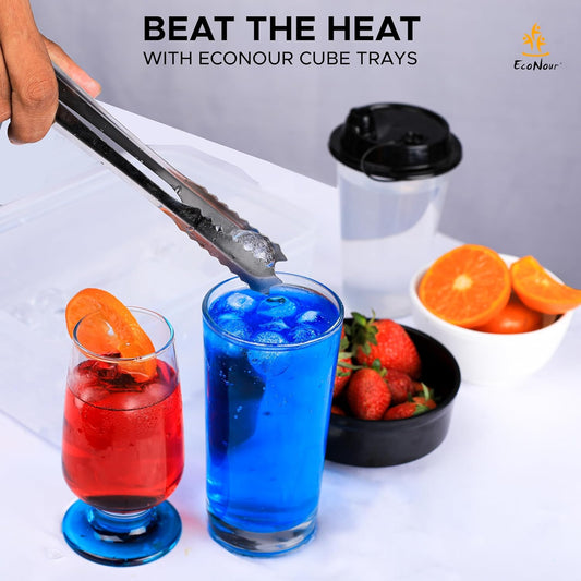 Ice Cube Trays with Lid and Bin Makes 66 Ice Ball Trays with Ice Scoop and Tongs - www.Shopthatapp.com