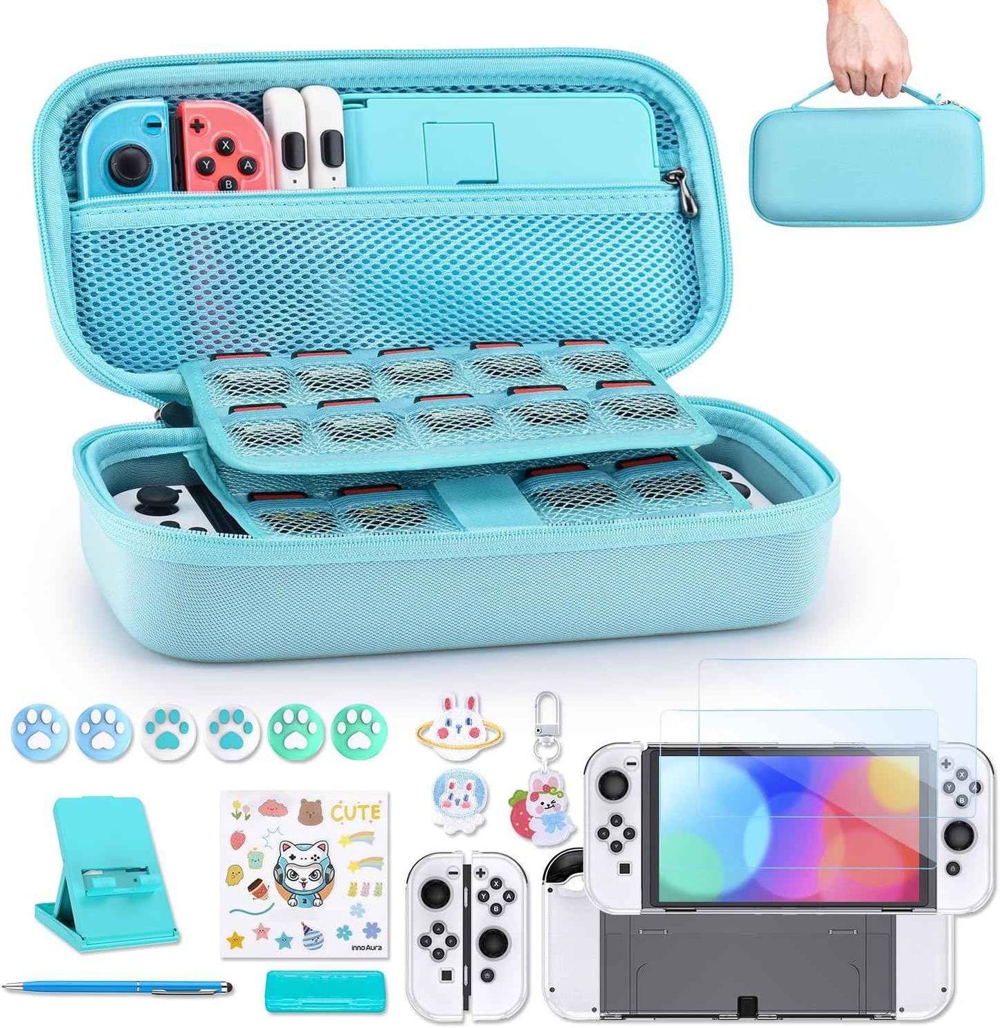 Étui de transport Nintendo Switch OLED 19 en 1 avec de nombreux extras !