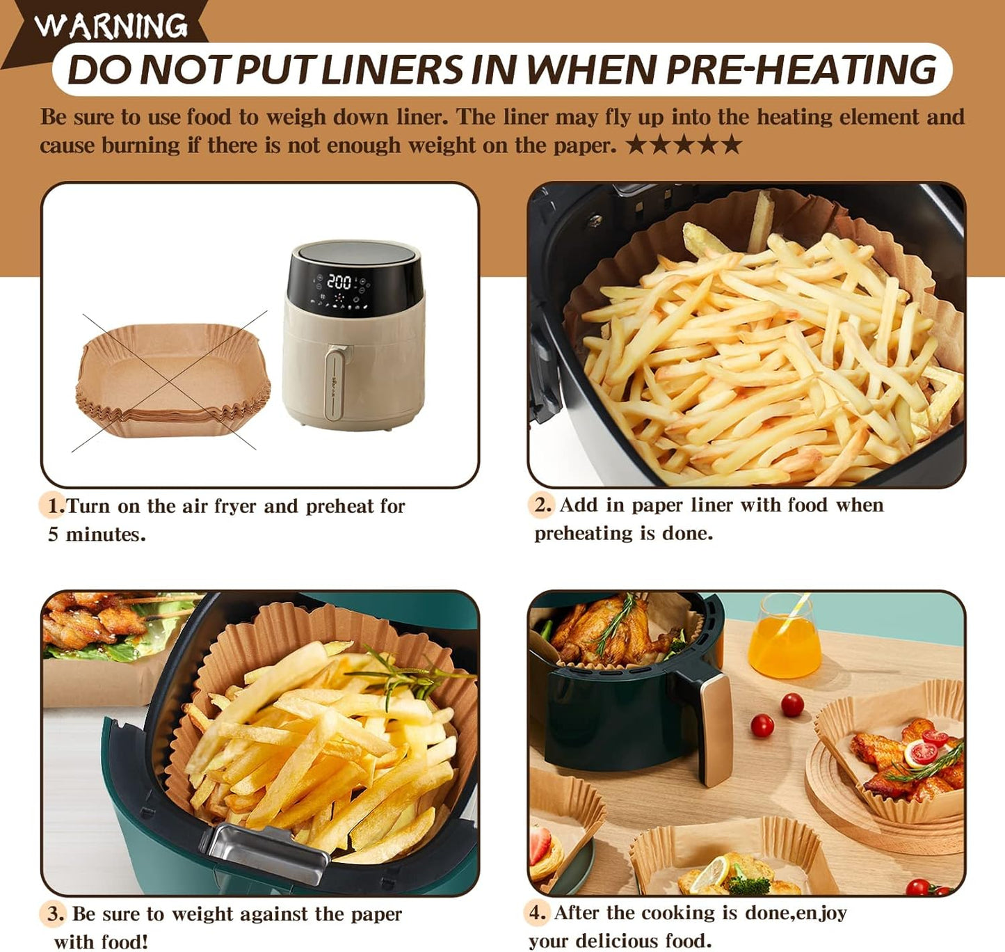 Air Fryer Disposable Paper Liners 100Pcs Greaseproof Food Grade 16cm 6.3 Inches - www.Shopthatapp.com