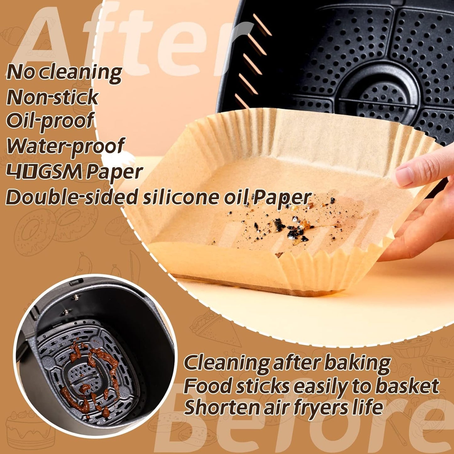 Air Fryer Disposable Paper Liners 100Pcs Greaseproof Food Grade 16cm 6.3 Inches - www.Shopthatapp.com