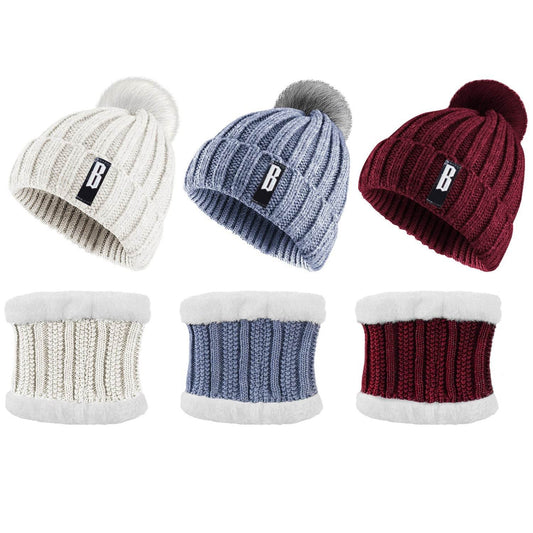 1Set Winter Beanie Hat Scarf Set Women Warm Knitting Skull Cap Neck Warmer For Walking Running Hiking Camping Outdoors Gift - www.Shopthatapp.com