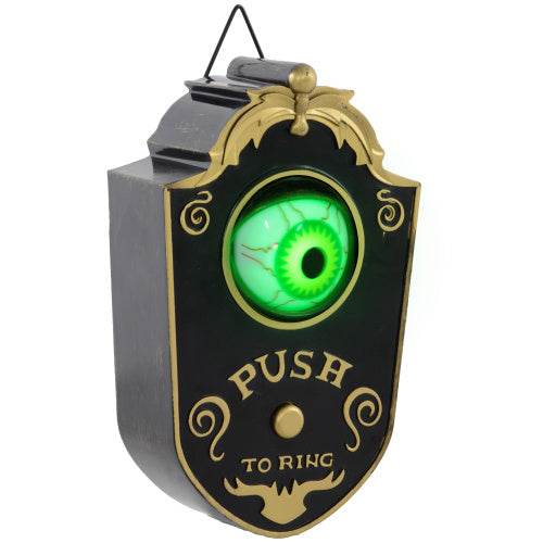 HOMCOM 7.1 Halloween Decoration, Animatronic Doorbell With Simulation Light-up Eyeball, Sound And Motion Activated Animated Prop W Piercing Doorbell Sound - www.Shopthatapp.com