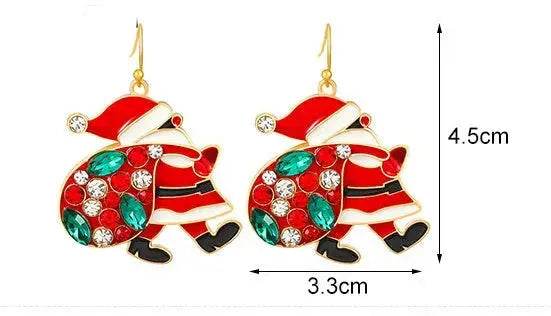 Personalized Cute Santa Claus Earrings With Colorful Rhinestones Ins Fashion Christmas Earrings For Women Jewelry - www.Shopthatapp.com