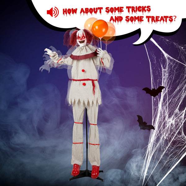 5.7ft Eye Red Light Vibration Clown Sound Voice Control, Standing Balloon Clown, Battery Model - Battery Not Included, Halloween Standing Decoration - www.Shopthatapp.com