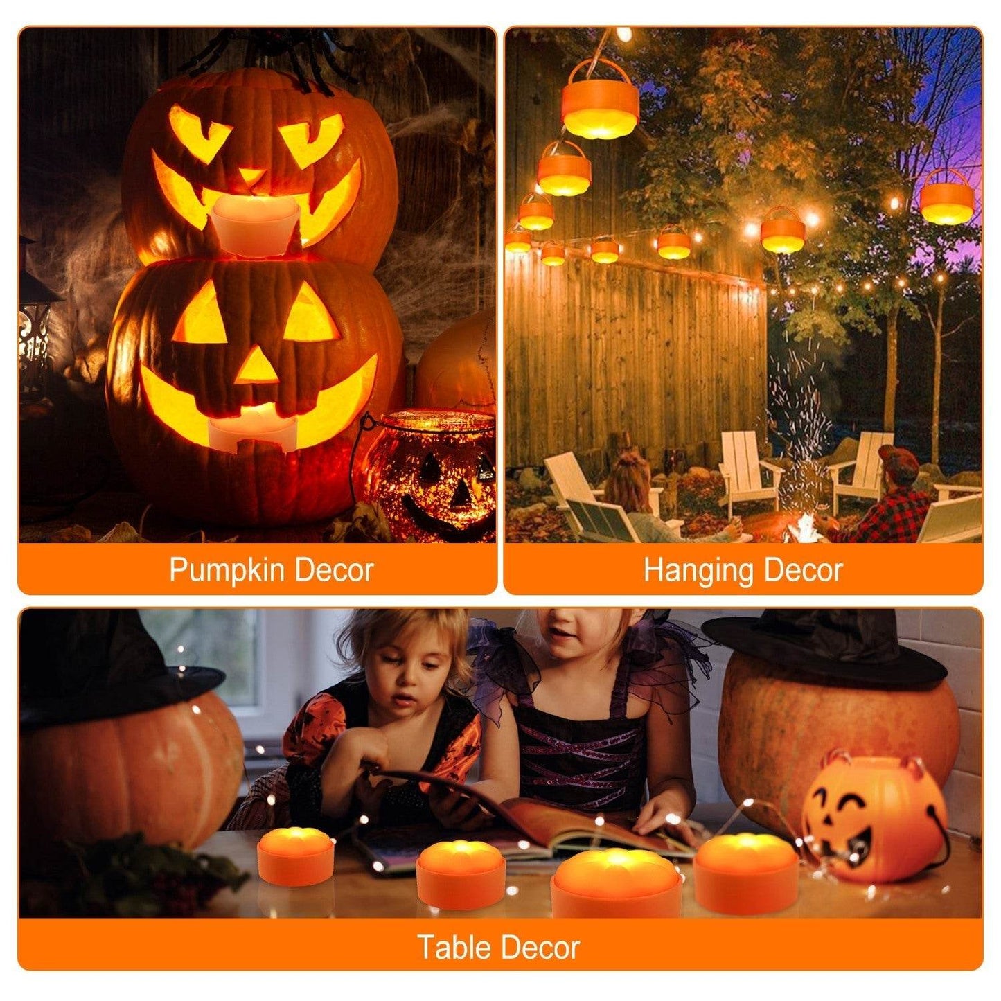 4 Pack Halloween LED Pumpkin Lights Battery Operated Halloween Decoration Lights With 2 Light Modes 4 Timer Setting Remorte Control For Party Pumpkin Decor - www.Shopthatapp.com