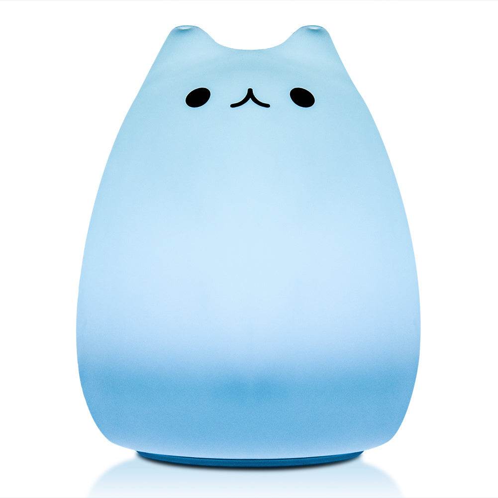 Children Night Light, EECOO Cute Cat Lamp Soft Silicone Sensitive Tap Control Decompression Toy - www.Shopthatapp.com