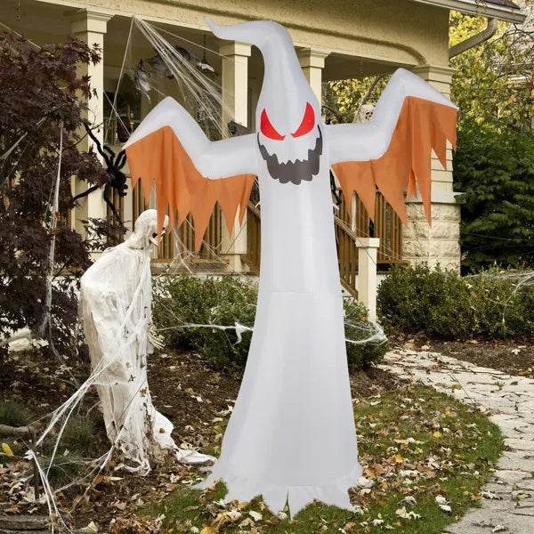 12ft 4pcs LED Lights Giant Scary Ghost Flames And Flashing Red Eyes Inflatable Halloween Decoration - www.Shopthatapp.com