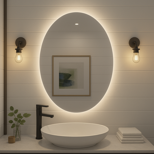 Noir Éclipse Oval LED Bathroom Mirror — Back-Lit, Dimmable, Anti-Fog & Brightness Memory (3000K/4000K/5000K) | 24"×32" or 30"×36" | CE & ETL Certified - www.Shopthatapp.com