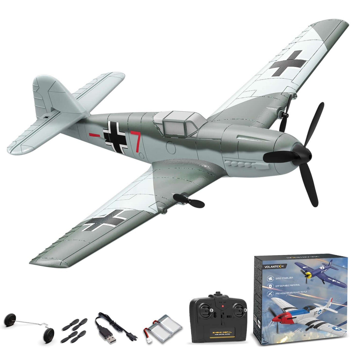 Volantex RC BF109 E 3CH RTF mit Gyro, EPP, Grau, Anfängerfreundlich
