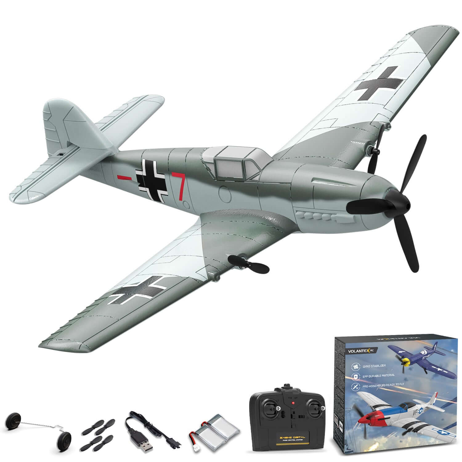 Volantex RC BF109 E 3CH RTF w/ Gyro, EPP, Grey, Beginner-Friendly - www.Shopthatapp.com