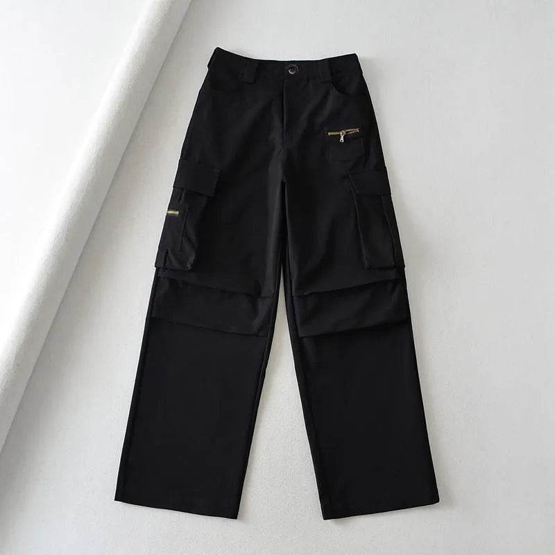 Retro High Waist Multi-pocket Cargo Pants Women - www.Shopthatapp.com
