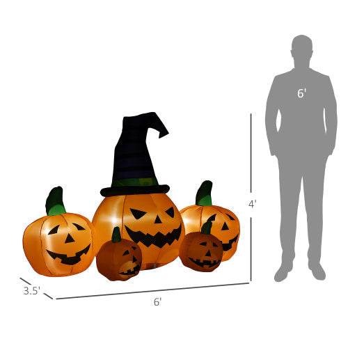 Outsunny 73L Inflatable Halloween Decoration,5 Pumpkin, Blow Up Outdoor LED Yard Display, Waterproof - www.Shopthatapp.com