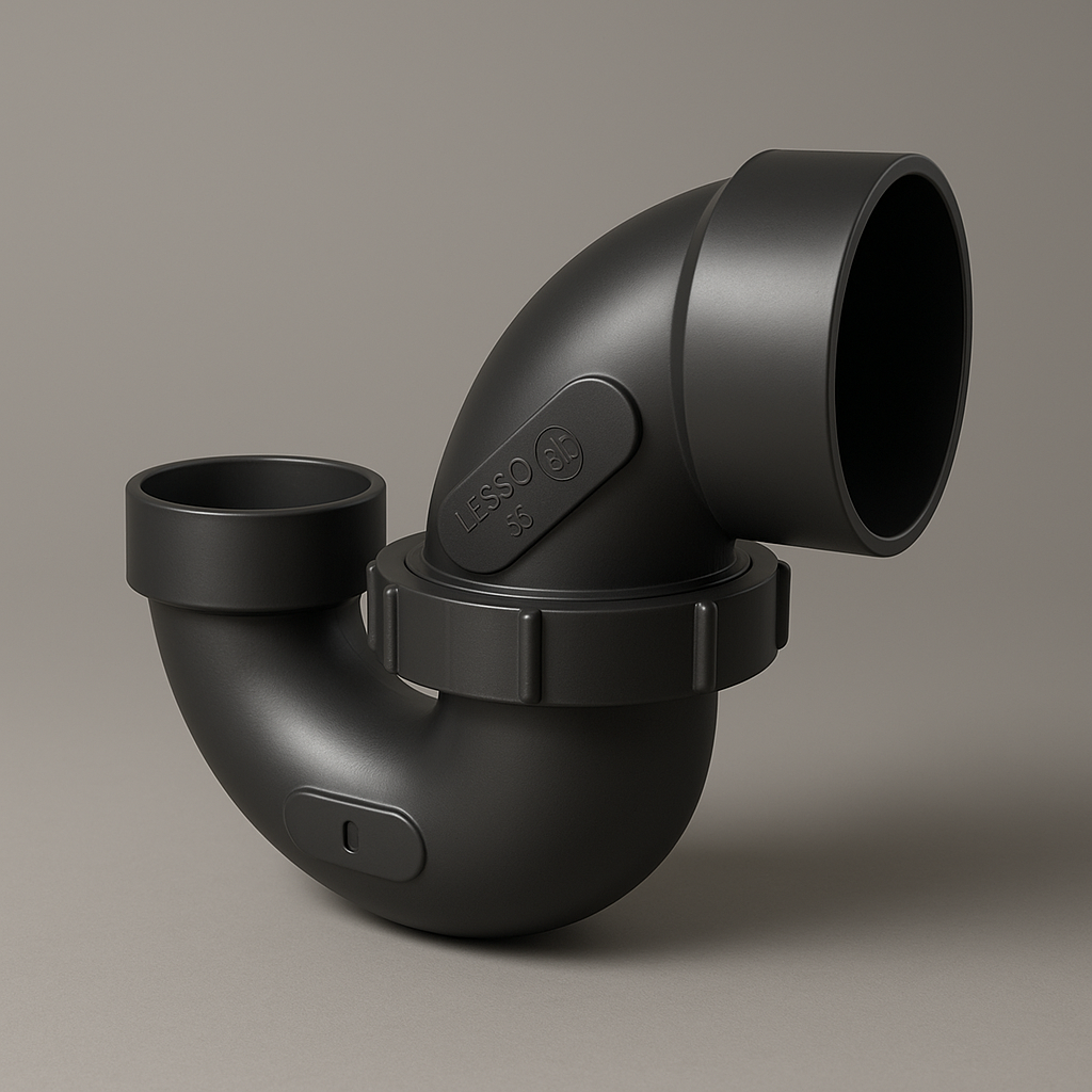 LESSO 1-1/2" ABS P-Trap with Union – Hub x Hub Drain Fitting - www.Shopthatapp.com