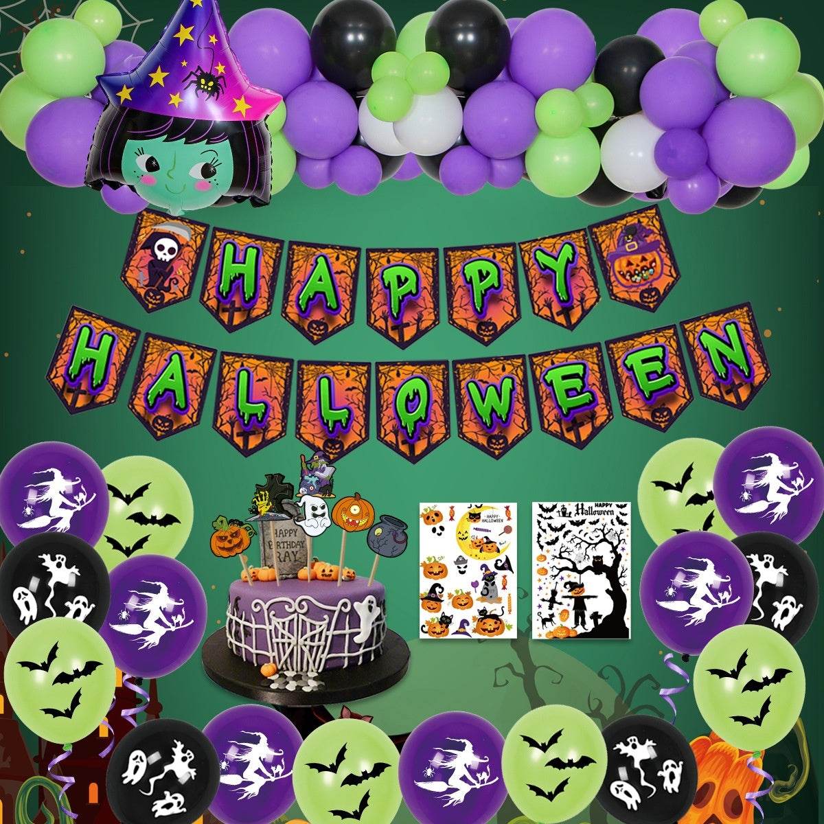 Halloween Party Decoration Balloon Combo Skull Pumpkin - www.Shopthatapp.com