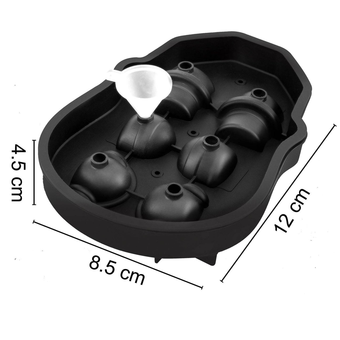Skull Ice Cube Tray, 6-Grid Skull Ice Ball Maker, Flexible Black Silicone Ice Tray With Lid & Funnel, Skull Ice Cubes In 3 Distinct Patterns For Beverages & Chocolates On Parties & Holidays - www.Shopthatapp.com