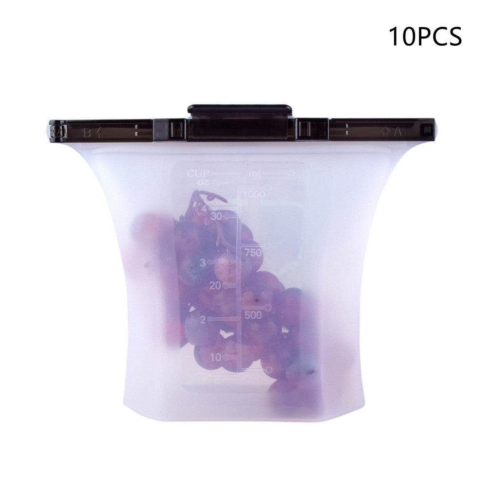 10pcs Kitchen Refrigerator Silicone Food Storage Bag - www.Shopthatapp.com